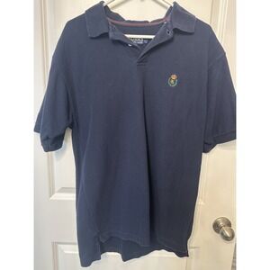Vintage Chaps Ralph Lauren Polo Shirt Size L Navy Short Sleeves Cotton Logo Golf